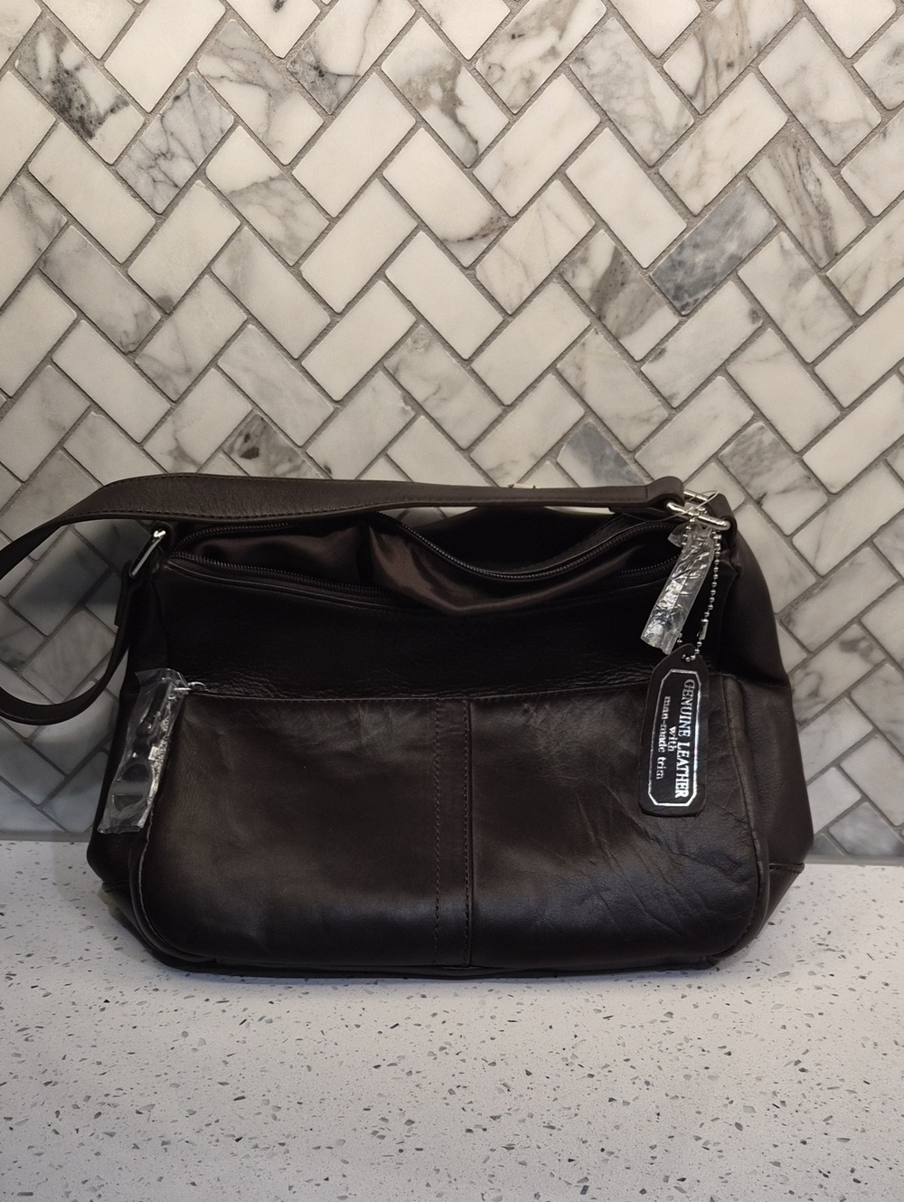 croft & barrow Brown Leather Messenger Bag